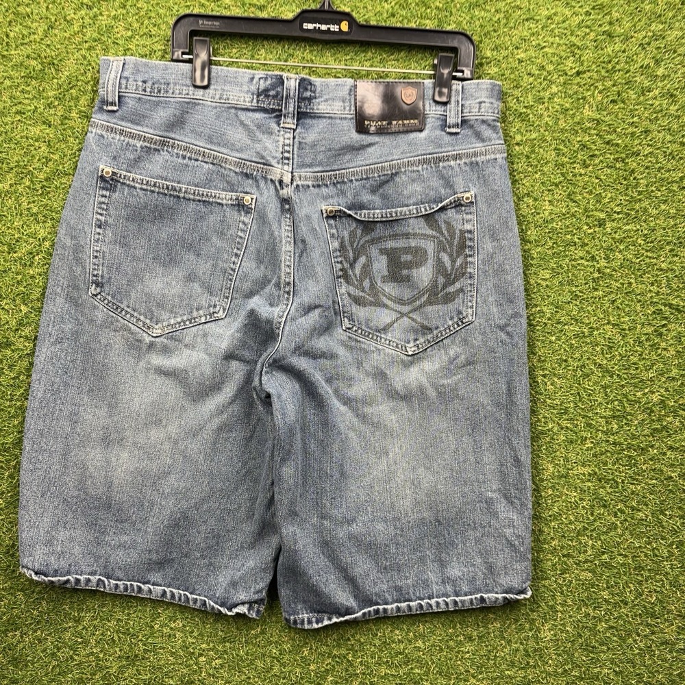 Vintage Y2K Fubu Carpenter Jean Shorts Mens 38 The Collection Baggy Black Denim